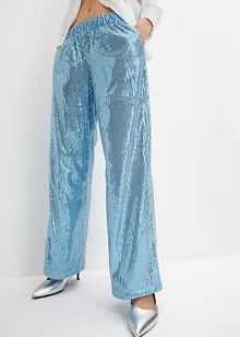 Pantaloni in paillettes a palazzo con tasche, foderati, RAINBOW