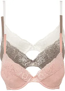Reggiseno push-up con ferretto e pizzo fine (pacco da 3), bonprix
