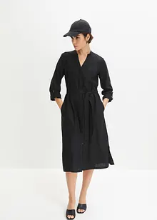 Abito in misto lino viscosa con tasche, bonprix