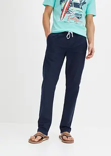 Pantaloni in misto lino con elastico in vita regular fit, straight, bonprix