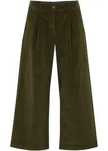 Pantaloni culotte cropped di velluto elasticizzato con cinta comoda, vita alta, bonprix