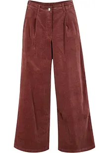 Pantaloni culotte cropped di velluto elasticizzato con cinta comoda, vita alta, bonprix