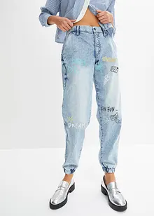 Jeans in barrel shape con stampa, bonprix