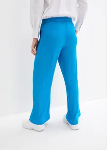 Pantaloni crinkle a palazzo a vita alta con cinta comoda, bonprix