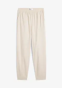 Pantaloni cropped in misto lino con cinta comoda a vita alta, bonprix