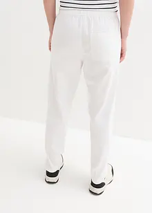 Pantaloni cropped in misto lino con cinta comoda a vita alta, bonprix