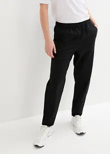 Pantaloni cropped in misto lino con cinta comoda a vita alta, bonprix