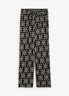 Pantaloni in viscosa crinkle fantasia con cinta comoda a vita alta, bonprix