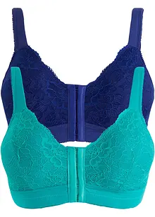 Reggiseno senza ferretto con chiusura anteriore e cotone biologico (pacco da 2), bonprix