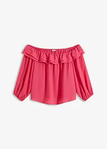 Blusa con spalle scoperte in poliestere riciclato, bonprix
