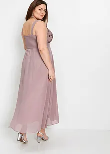 Abito lungo in chiffon con ricami in paillettes, bonprix