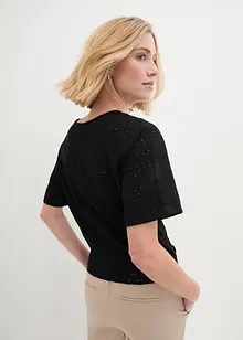 Maglia con maniche a pipistrello e ricami traforati, bonprix
