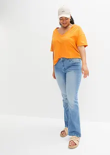 Jeans a zampa elasticizzati, vita media, bonprix