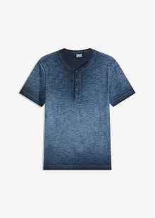 Maglia serafino a maniche corte  in puro cotone biologico effetto lavato, bonprix