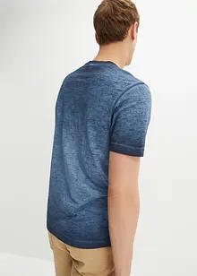 Maglia serafino a maniche corte  in puro cotone biologico effetto lavato, bonprix