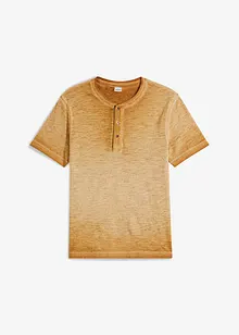 Maglia serafino a maniche corte  in puro cotone biologico effetto lavato, bonprix