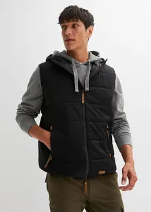 Gilet trapuntato con cappuccio e dettagli in similpelle, bonprix
