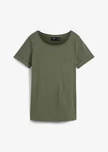 T-shirt in filato fiammato di cotone biologico con taschino, bonprix