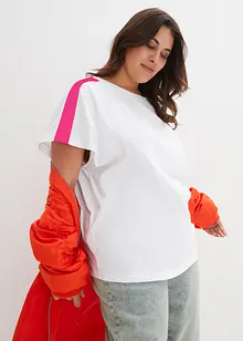 T-shirt con maniche a volant e righe neon, bonprix