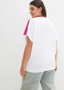 T-shirt con maniche a volant e righe neon, bonprix