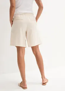 Shorts ampi in misto lino con pinces e cinta comoda a vita alta, bonprix