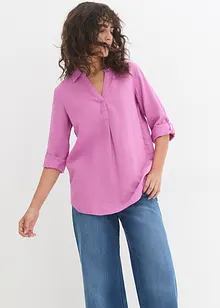 Blusa in misto lino con maniche a 3/4, bonprix