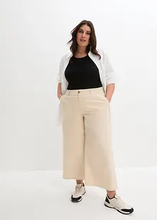 Pantaloni cropped in twill a vita alta, bpc bonprix collection