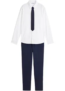 Pantaloni chino, camicia a maniche lunghe e cravatta (set 3 pezzi), bonprix