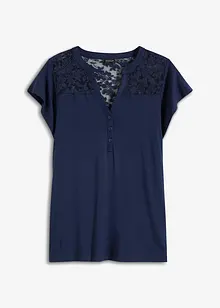 Maglia serafino in misto viscosa, bonprix