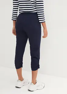 Pantaloni capri di cotone con cinta comoda e arricciatura, bonprix