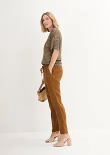 Pantaloni in puro lino con elastico in vita, bonprix