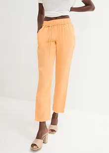 Pantaloni in puro lino con elastico in vita, bonprix