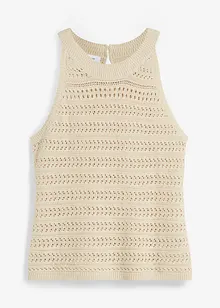 Top in maglia traforata in misto lino, bonprix