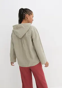 Blusa in misto lino con cappuccio, bonprix
