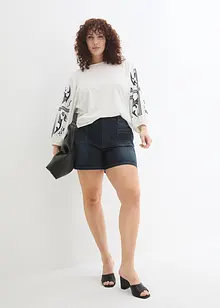 Shorts di jeans elasticizzati, a vita alta, John Baner JEANSWEAR