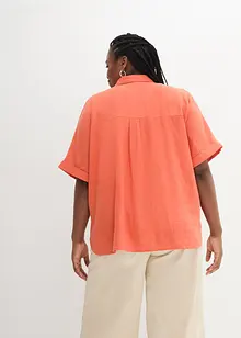 Camicetta oversize in misto lino con mezze maniche, bonprix