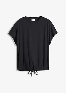 Maglia con laccetto da annodare al fondo in misto cotone e viscosa, bonprix