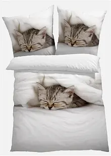 BIancheria letto double-face con gatto, bonprix