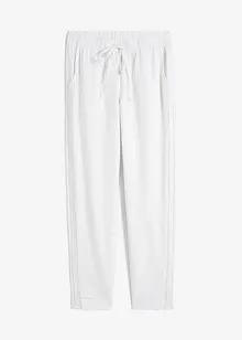 Pantaloni in misto lino con pizzo ai lati, alla caviglia, bonprix