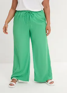 Pantaloni a vita alta in jersey operato con elastico in vita e laccetto da annodare, bonprix