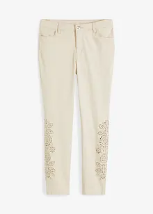 Pantaloni cropped elasticizzati con ricami traforati, BODYFLIRT