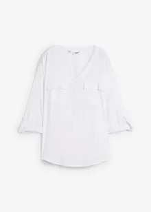 Blusa a maniche lunghe con scollo a V in viscosa fluente, bonprix