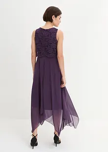 Abito midi in chiffon con pizzo, bonprix