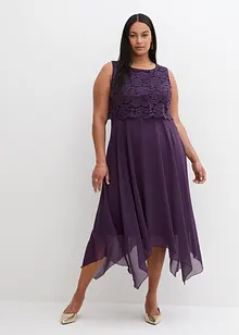 Abito midi in chiffon con pizzo, bonprix