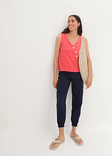 Top in cotone con effetto a portafoglio e elastico, bonprix