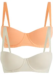 Reggiseno senza spalline con ferretto e cotone biologico (pacco da 2), bonprix