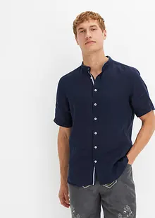 Camicia a maniche corte in lino con colletto alla coreana, bonprix