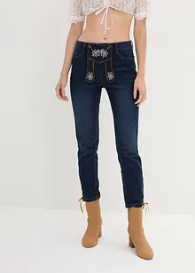 Jeans cropped bavaresi con ricami, bonprix