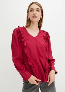 Blusa in viscosa fluente con volant, bonprix