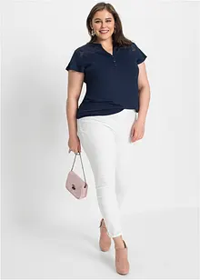 Maglia serafino con pizzo in misto viscosa, bonprix